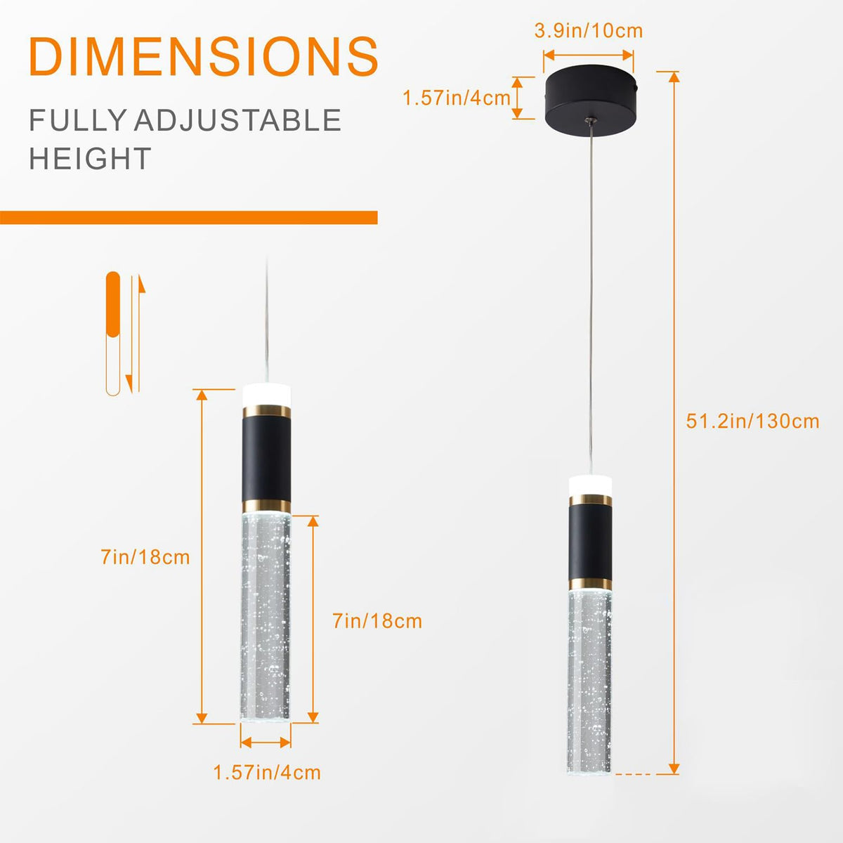 3 Light LED Pendant Light Modern Chandelier Hanging Chandelier Light Fixtures Adjustable Modern Led Pendant Ceiling Light Fixture for Kitchen (Black / 3-Pack)