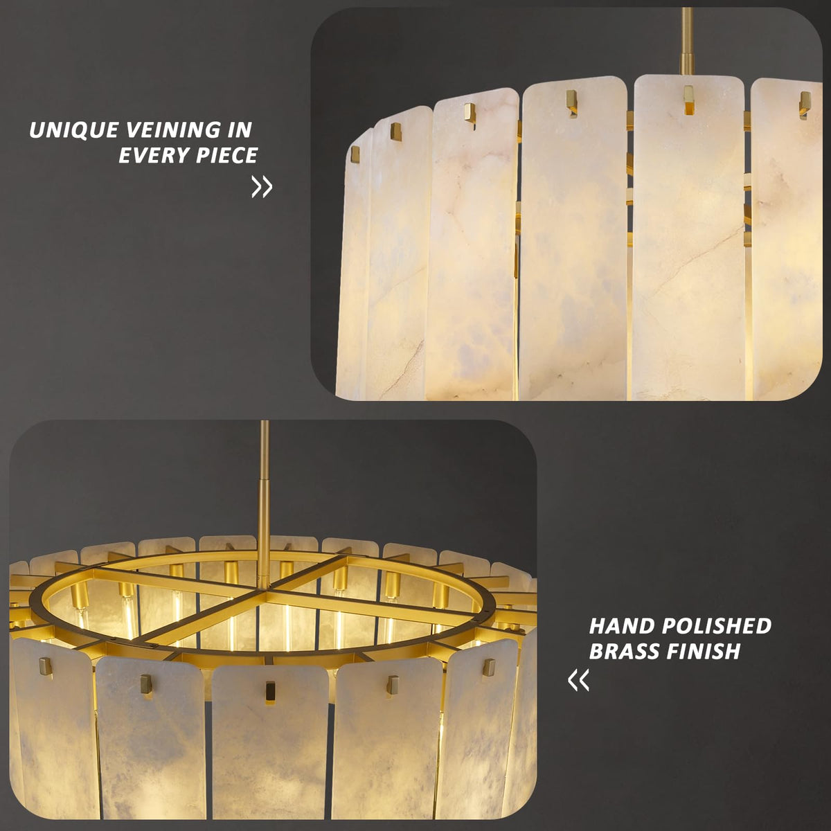 36 Inch Alabaster Chandelier (D36in)