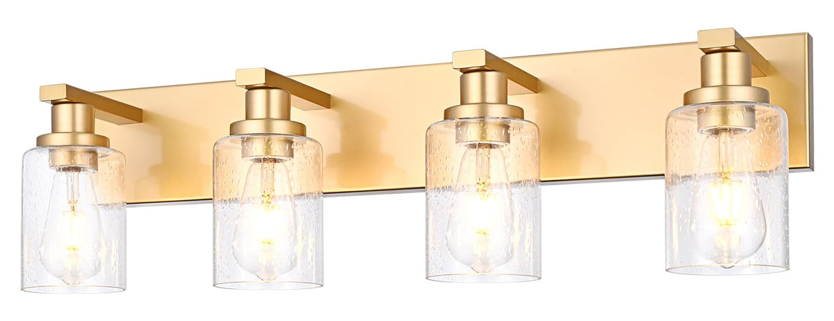 Gold 4 Light Seeded Glass Bathroom Vanity Light (Gold / 4-Light)
