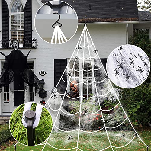 Spider Web Halloween Decoration Outdoor Lights (Battery-Purple Lights)