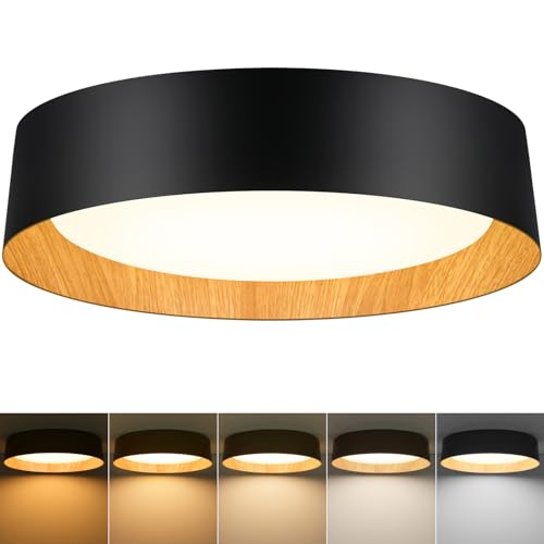 Flush Mount Ceiling Light (Wood Accent-5CCT / 16"-1 Pack)