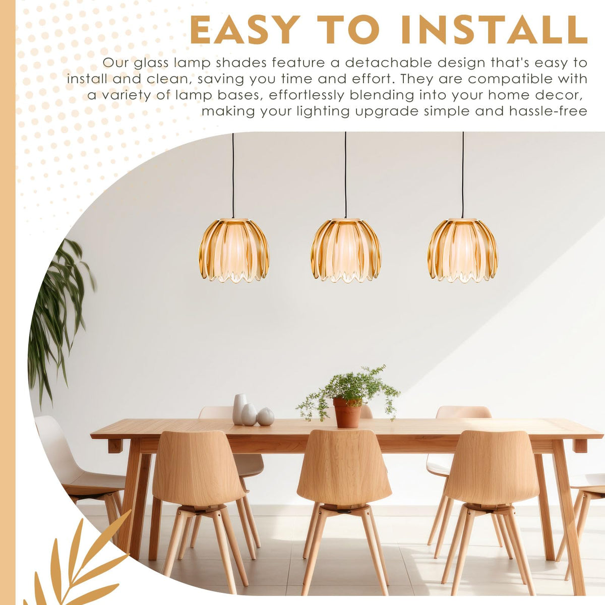 4 Pcs Glass Tulip Lamp Shade (Amber)