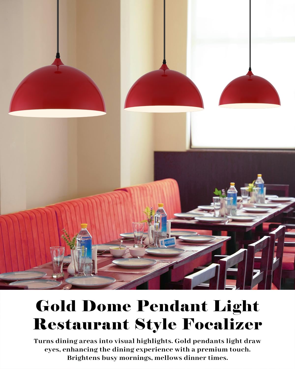 Red Pendant Lights Kitchen Island 2 Pack (Red / White / 14"x2)