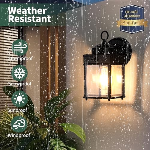 Dawn to Dusk Sensor Motion Sensor Outdoor Wall Light Fixtures Waterproof Black Exterior Porch Lighting Fixture Anti (Motion Sensor Function / 2 Pack)