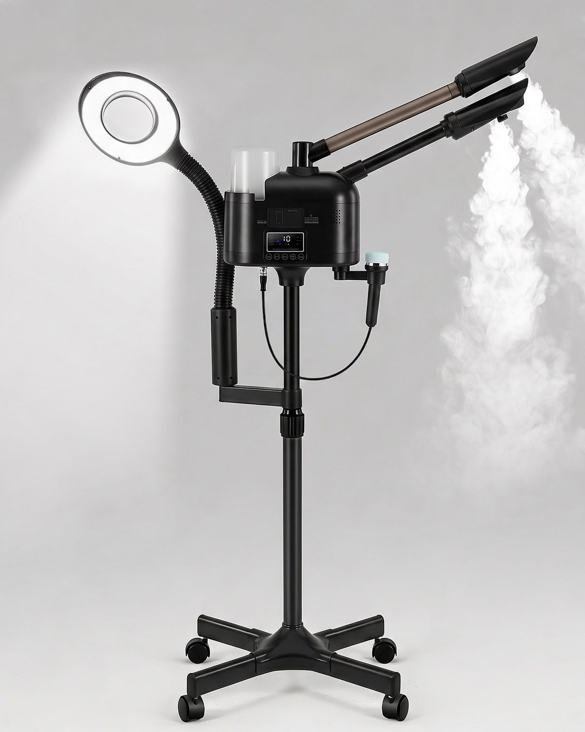 Facial Steamer Professional with 5X LED Magnifying Lamp 4 In 1 (Black Hot/Cold & Magnifying Lamp 4-IN-1)