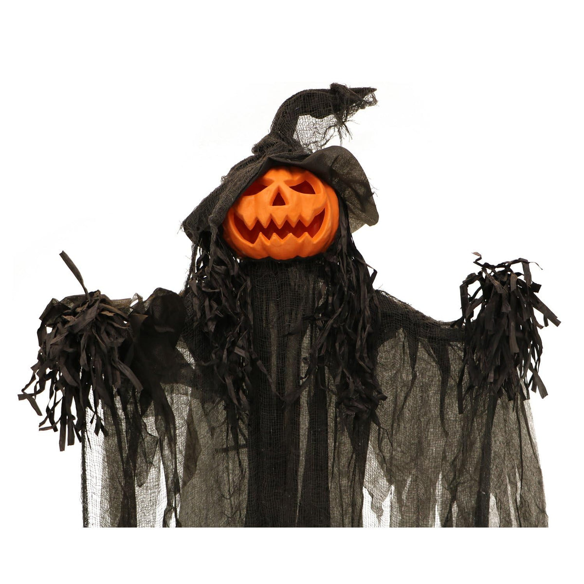 6.0 Ft Poseable Lighted Pumpkin Witch with Sound (68" Standing Pumpkin Man)