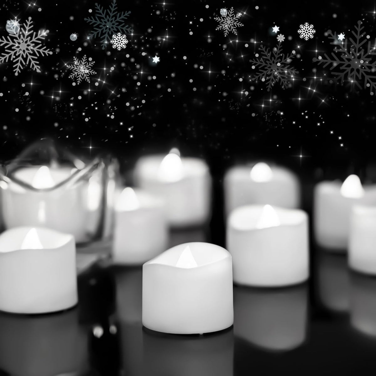 Flameless Tea Light Candles Battery Operated - 24 Pack, Cool White