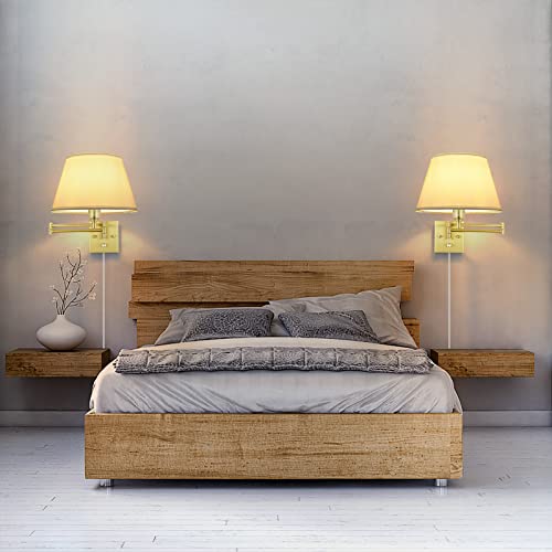 Dimmable Wall Sconce Plug in (Gold / Large)