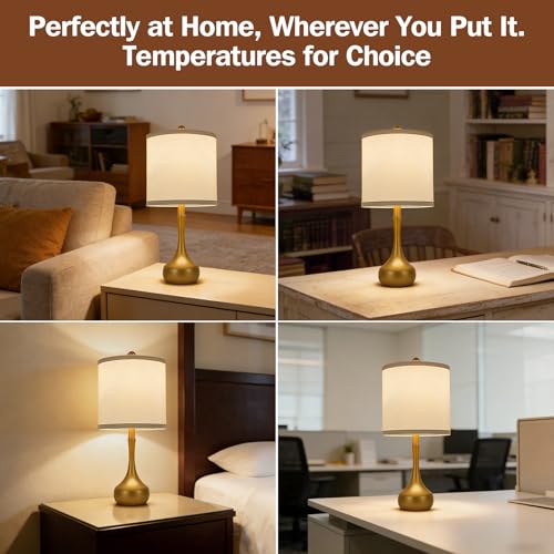 23" Farmhouse Table Lamp Set of 2 for Living Room Bedroom (‎Golden / 23")