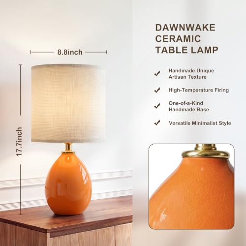 17.7" Ceramic Table Lamps Set of 2 for Living Room Bedroom (Orange)