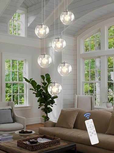 Silver LED Staircase Chandelier 6 (Silver-Clear / Globe 6-Light)