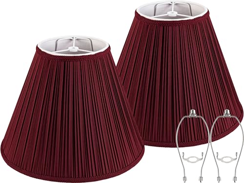 Dark Red Silk Lamp Shades Set of 2 6"×13"×9.8" Bell Shade (6*13*9.8in / Red-2 Pack)