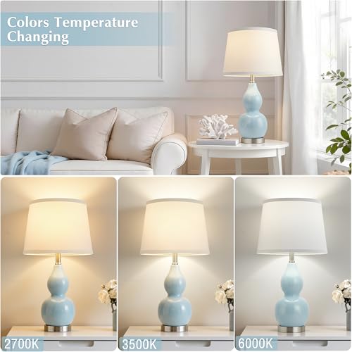 22" Table Lamp Set of 2 (22.63" Blue Gourd)