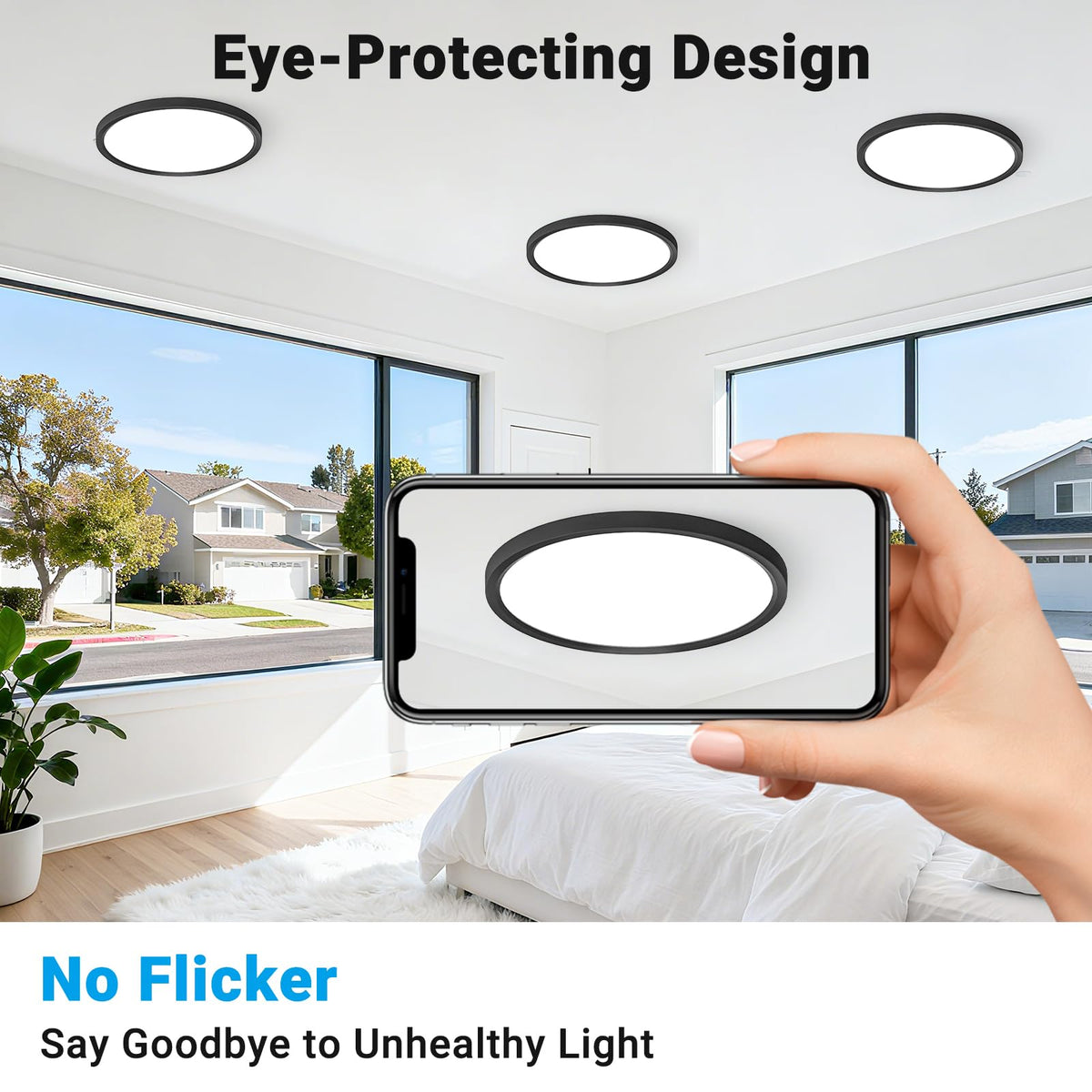 LED Flush Mount Ceiling Light (Black / 7 Inch-1pack)