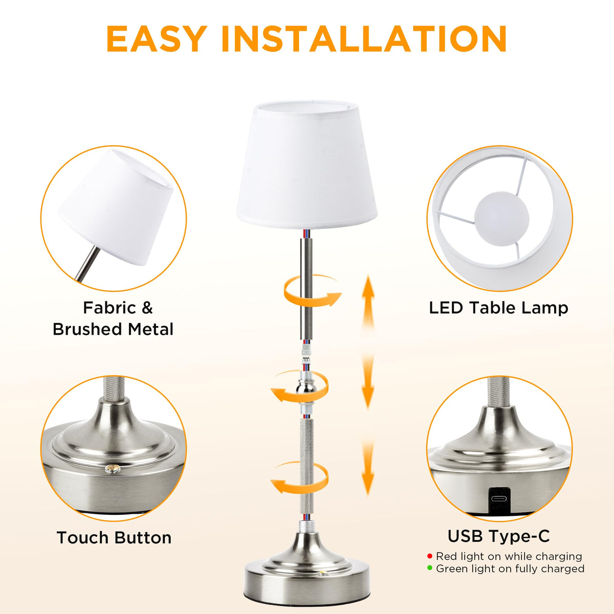 2 Pack Cordless Table Lamp (Silver / 2 Pack)
