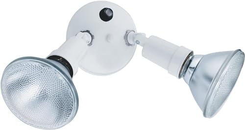 Dusk-to-Dawn Twin Par Outdoor Flood Light Holder, White (White / 1 Count (Pack of 1) / Dusk to Dawn Photocell)
