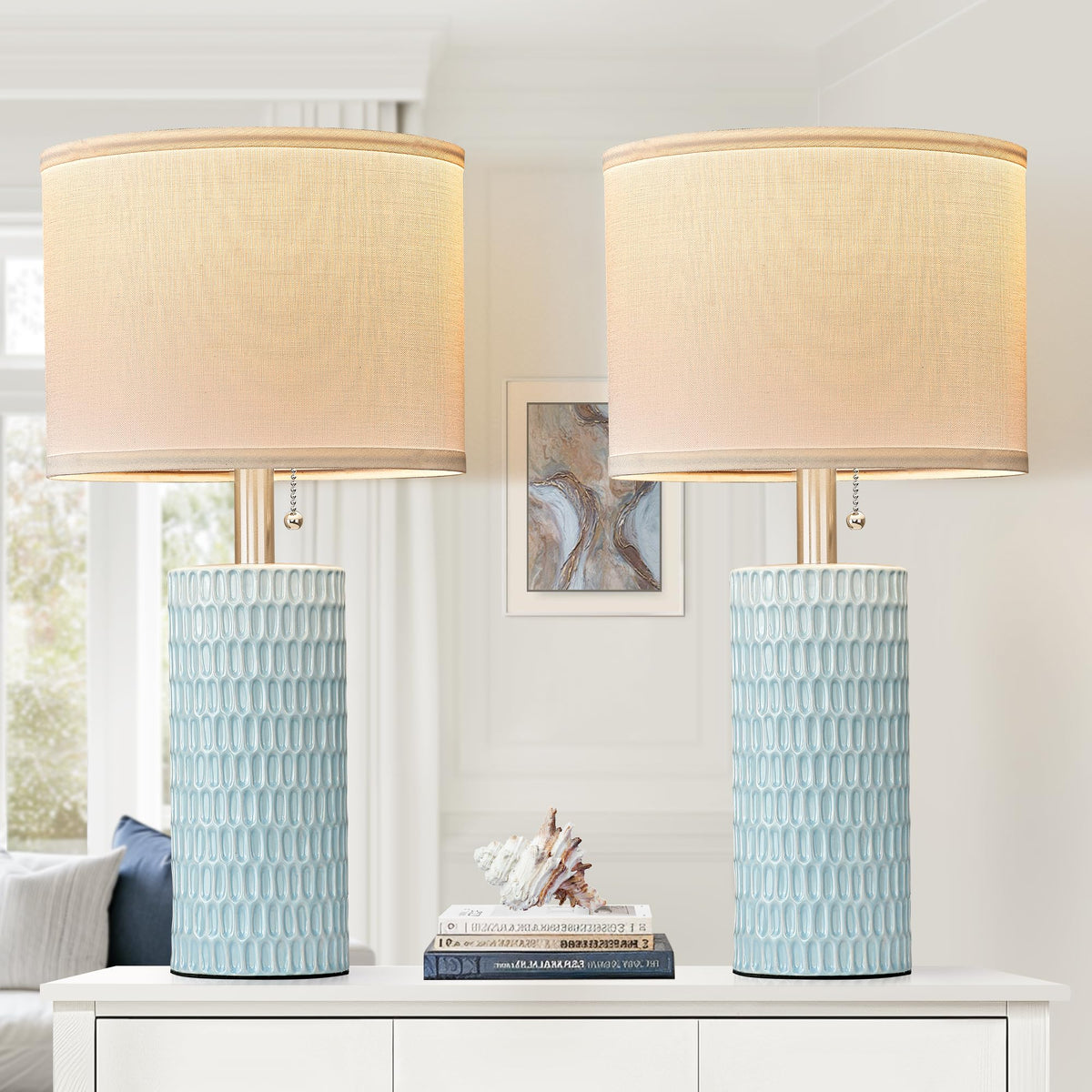 20” Modern Table Lamps Set of 2 (Sky Blue)