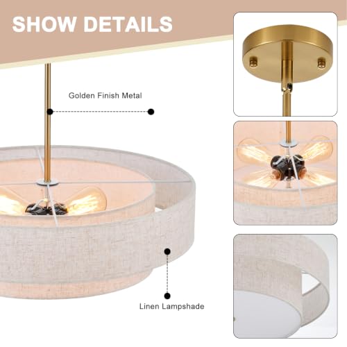 Modern Linen Drum Chandelier