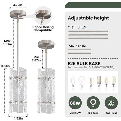 Modern Brushed nickel Crystal Pendant Light for Kitchen Island (Brushed Nickel / 1-Pack(Round))