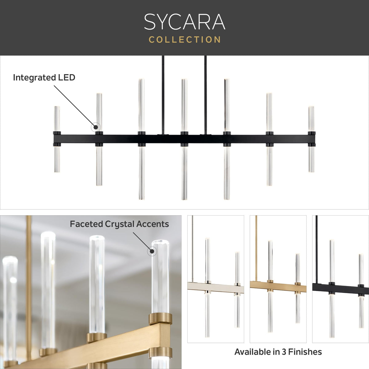 Sycara 8 Light LED Crystal Chandelier Light (48" (8 Light) / Champagne Bronze)