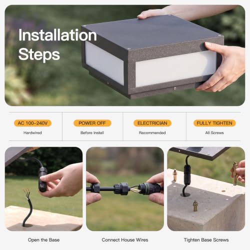 Outdoor Post Lights Dark Gray Square Column Lighting