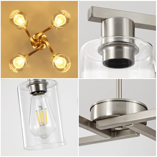 4 Light Brushed Nickel Dining Room Chandelier (Nickel / 4-Lights/D18 '')