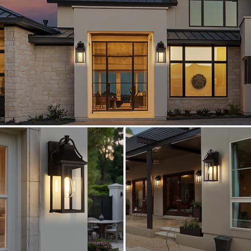 Dusk to Dawn Outdoor Wall Lantern (Brown(with Brown Base) / 14.8inch-e26 Base)