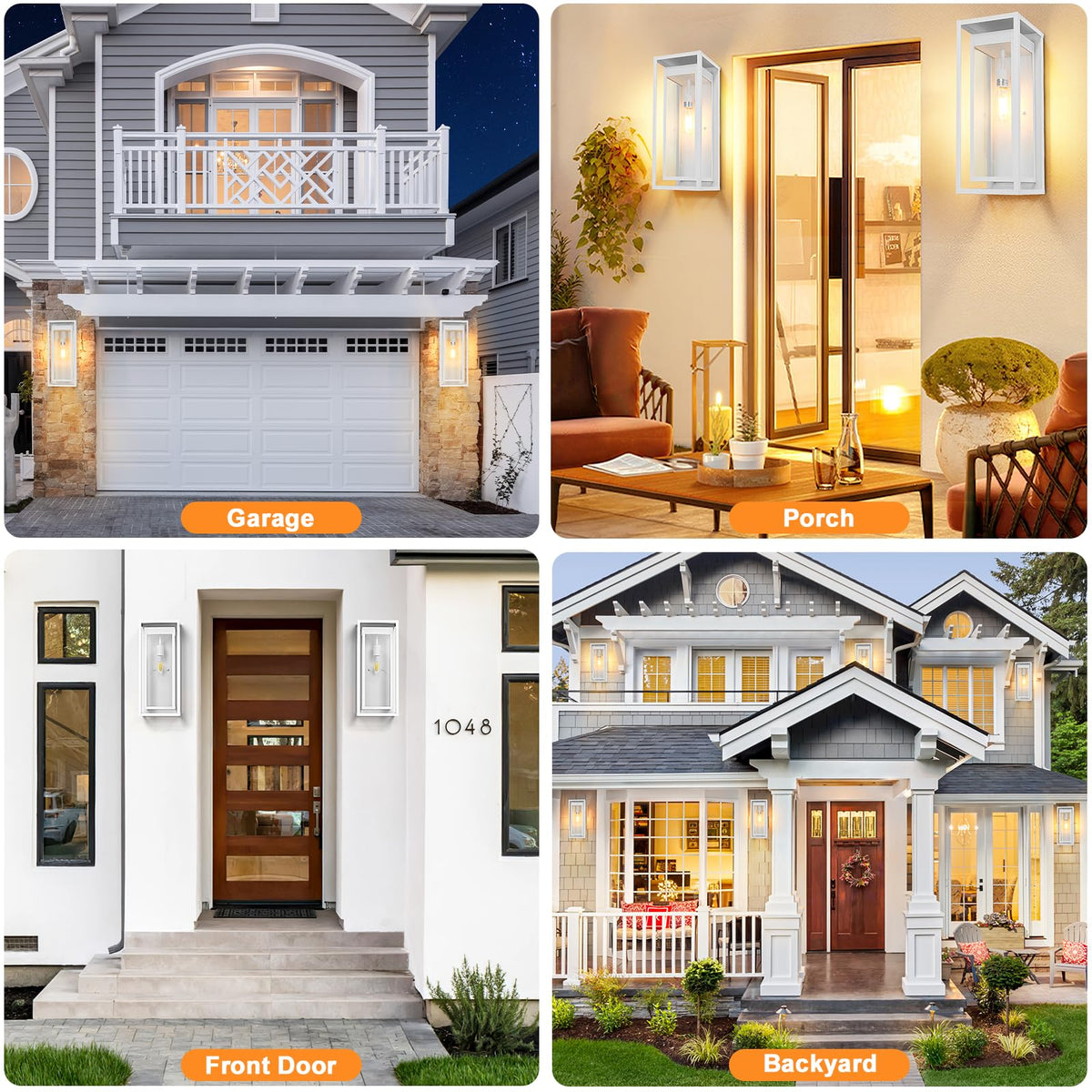 19 Inch White Outdoor Wall Light Fixtures (White / 19" (2-Pack))