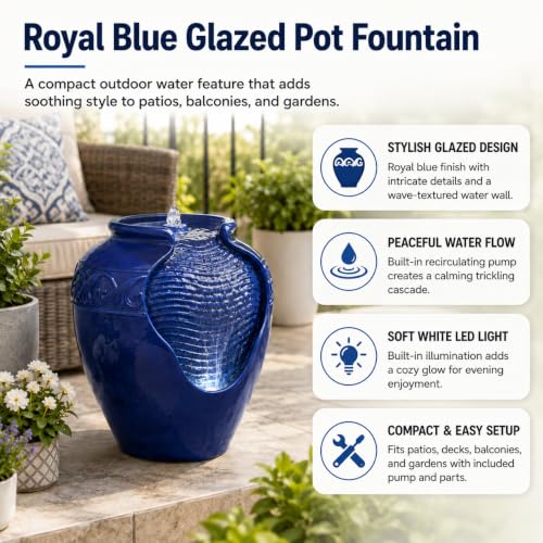 Outdoor Glazed Pot Floor Fountain