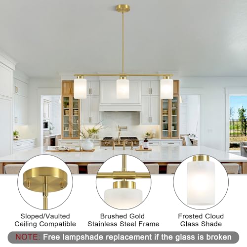Kitchen Island Lighting Brushed Nickel & Black Dining Room Light Fixture with Milk