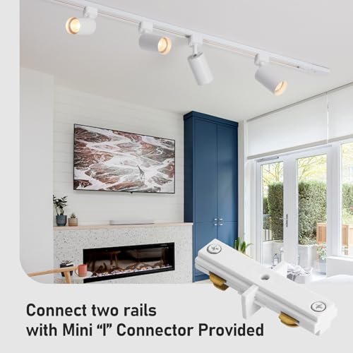 4 Light LED Track Lighting Kit with 3.3FT H Track Lighting Rails & Floating Canopy Connector (White / 4 Lights)