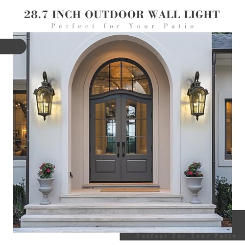 28.7 Inch Farmhouse Wall Light (Black - Water Glass / 28.7 Inch - No Function)