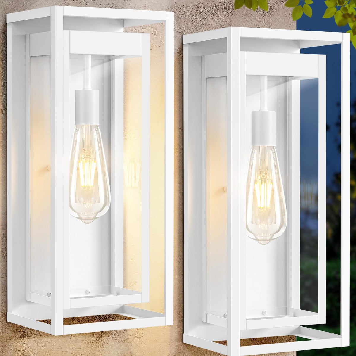 19 Inch White Outdoor Wall Light Fixtures (White / 19" (2-Pack))