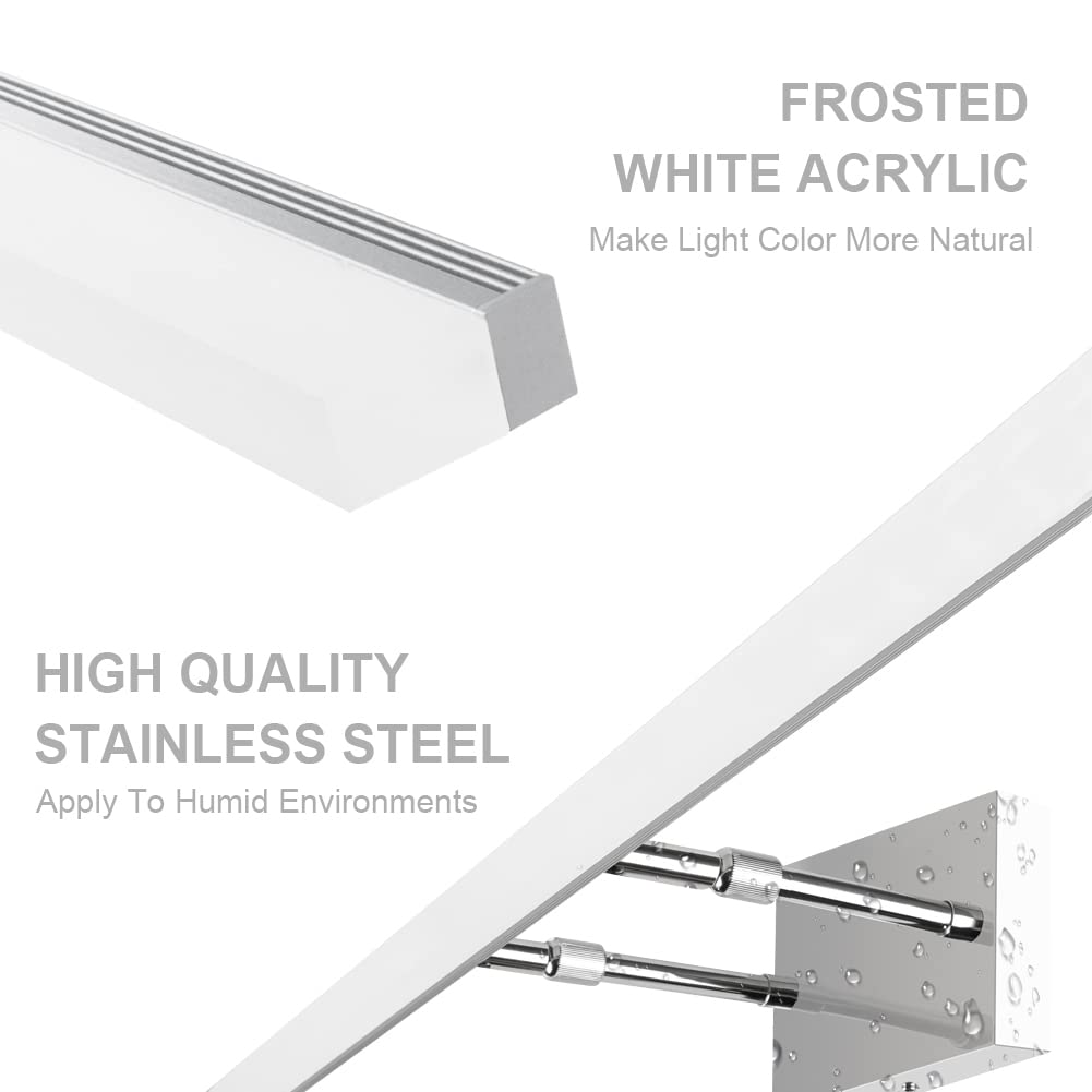48 inch LED Vanity Lights Adjustable Bathroom Wall Light Fixtures Bathroom Lighting Fixture Over Mirror Chrome Modern Vanity Lighting 5500K (Chrome / 47.2 in)