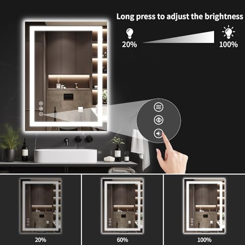 22"x30" Lighted LED Bathroom Mirror with Lights (30"L x 22"W)