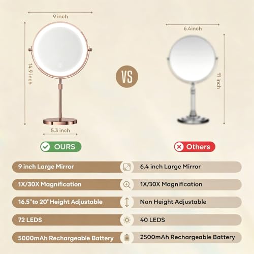 Lighted Makeup Mirror (Rose Gold)