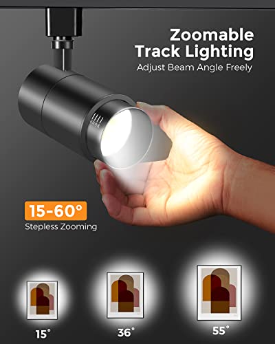 3 Color Zoomable 20W LED Track Lighting Heads H Type (Black)
