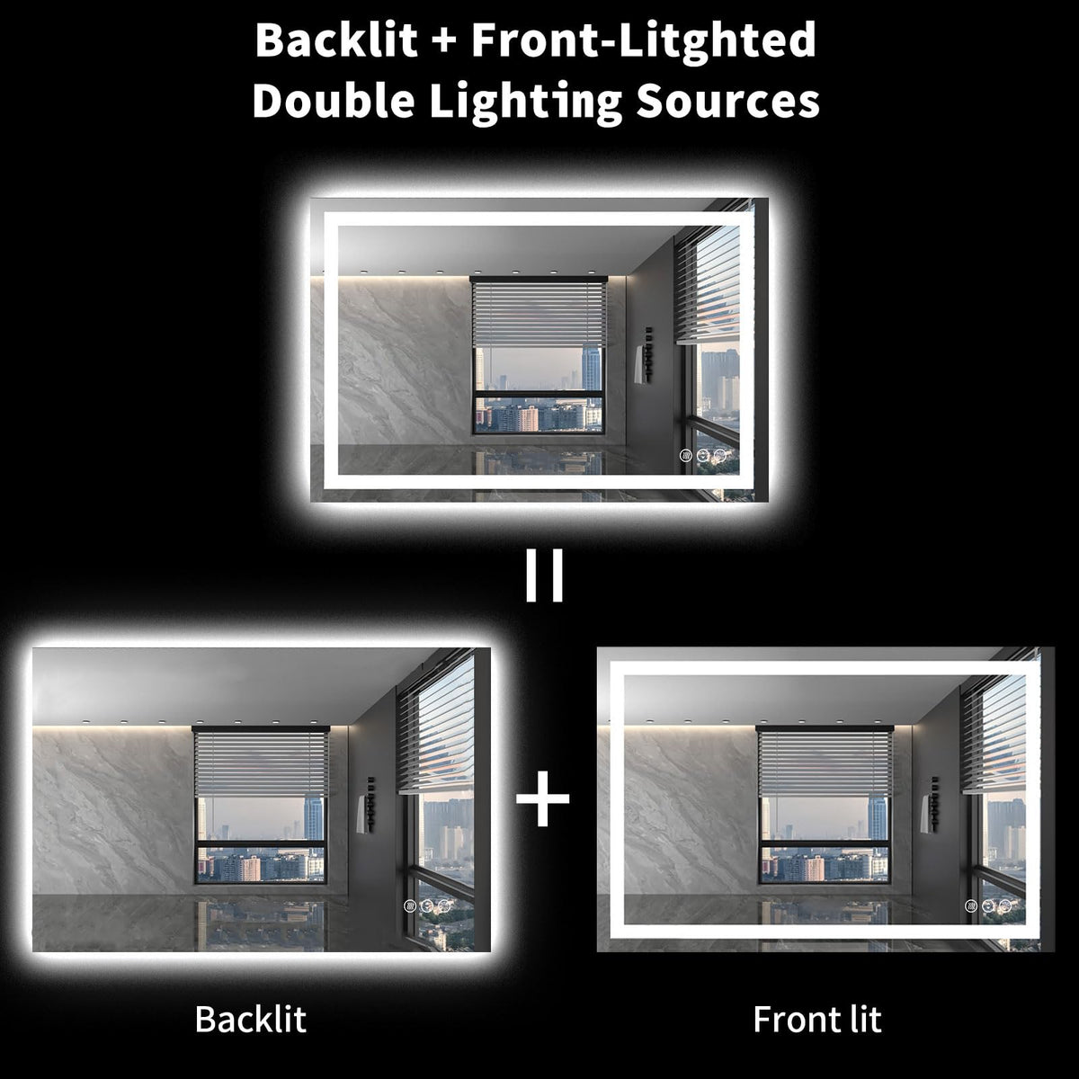 40"X32" LED Bathroom Mirror with Lights (Led / 32"L x 40"W)