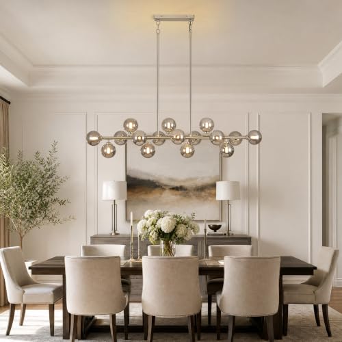 55" Mid Century Modern Glass Globe Sputnik Chandelier with Grey Bubble (Nickel + Grey / 55 Inch)
