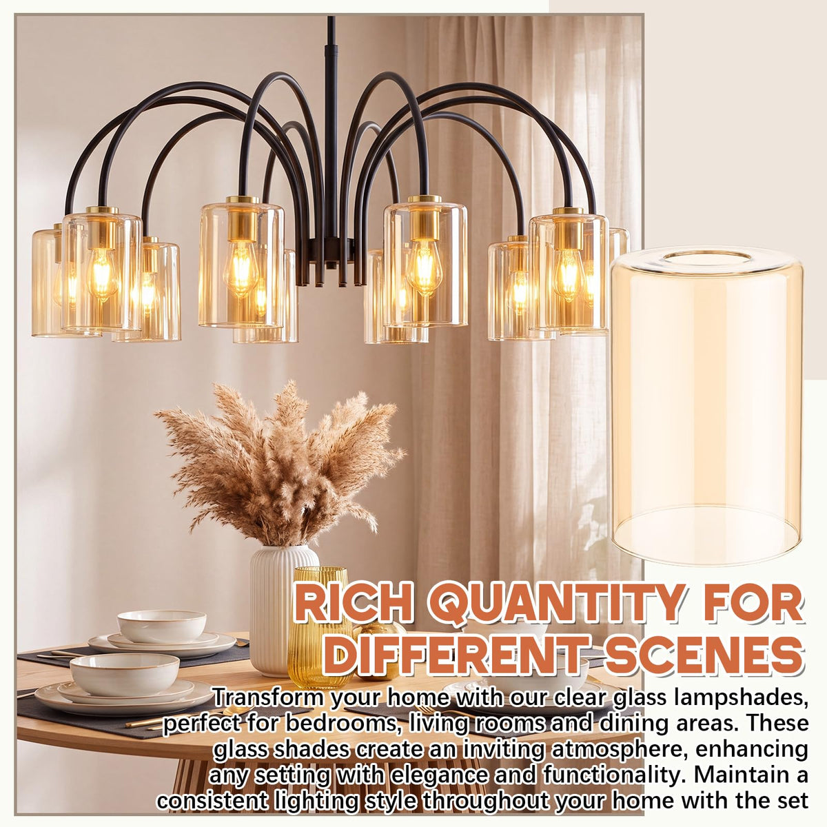 6 Pack Amber Glossy Glass Lamp Shade 1 (Amber / Glossy)