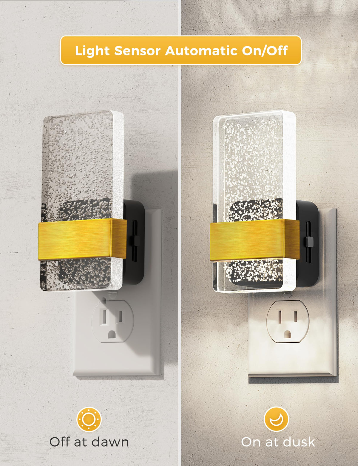 Night Light Night Lights Plug Into Wall Decorative[2Pack] (Golden)