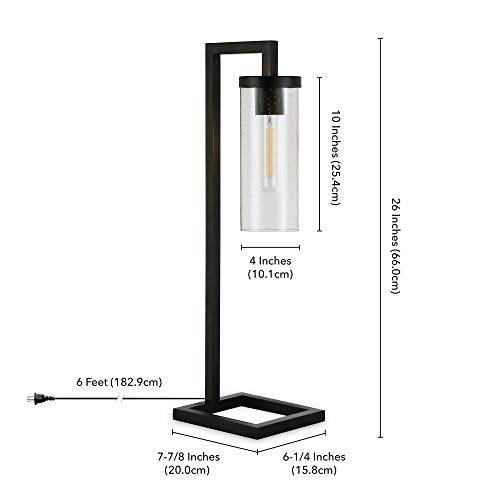 26" Modern 1 Light Table Lamp (Blackened Bronze/Seeded / 26" Tall)
