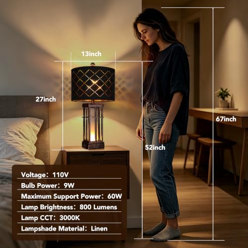 27" Modern Table Lamp with Nightlight