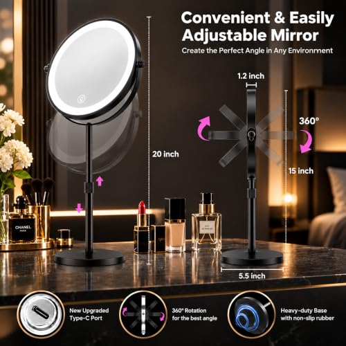 1X 30X Makeup Mirror with Lights (Black)