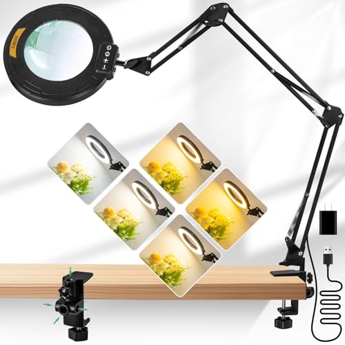 Magnifying Glass with Light and Clamp (4.2IN)