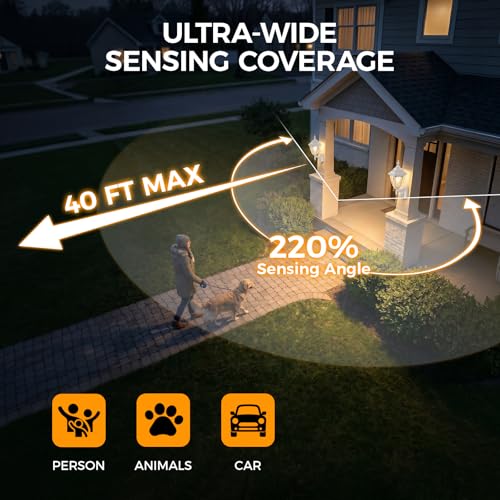 18.5"Large Outdoor Motion Sensor Porch Light Dusk to Dawn Wall Light White (White / Large - 1 Pack)