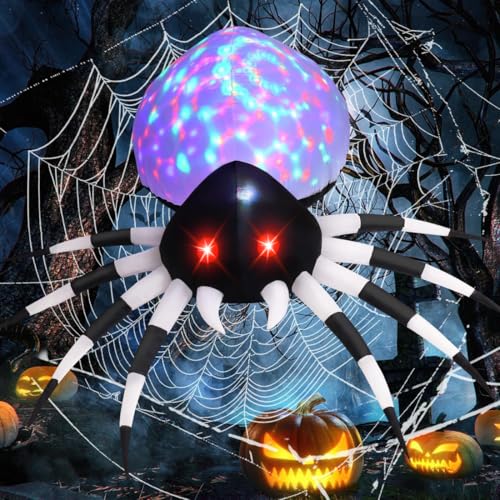 Halloween Inflatable Spider Outdoor Decoration with Magic Light