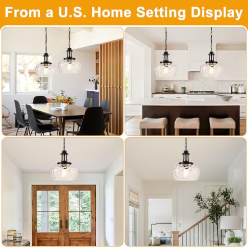 Plug in Pendant Lights Kitchen Island (1 Pack-Matte Black-10"(Plug-and-Play))