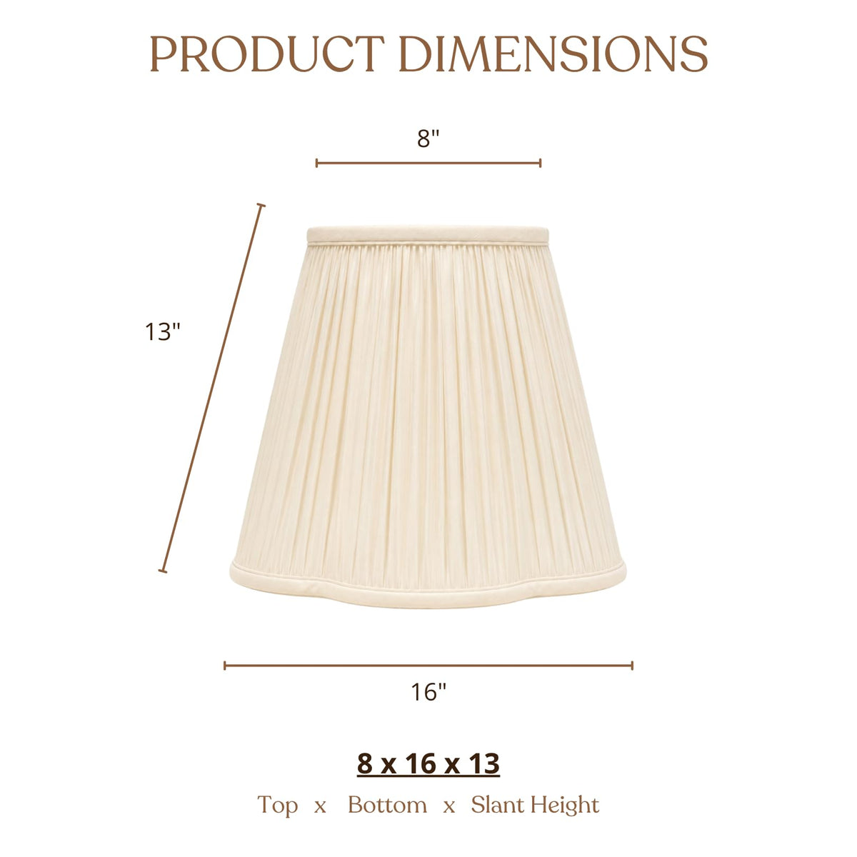 BS-754-16EG-2 Bottom Scallop Gather Pleat Basic Lamp Shade, 8 x 16 x 13, Eggshell, 2-Pack (Eggshell - Set of 2 / 8 x 16 x 13)