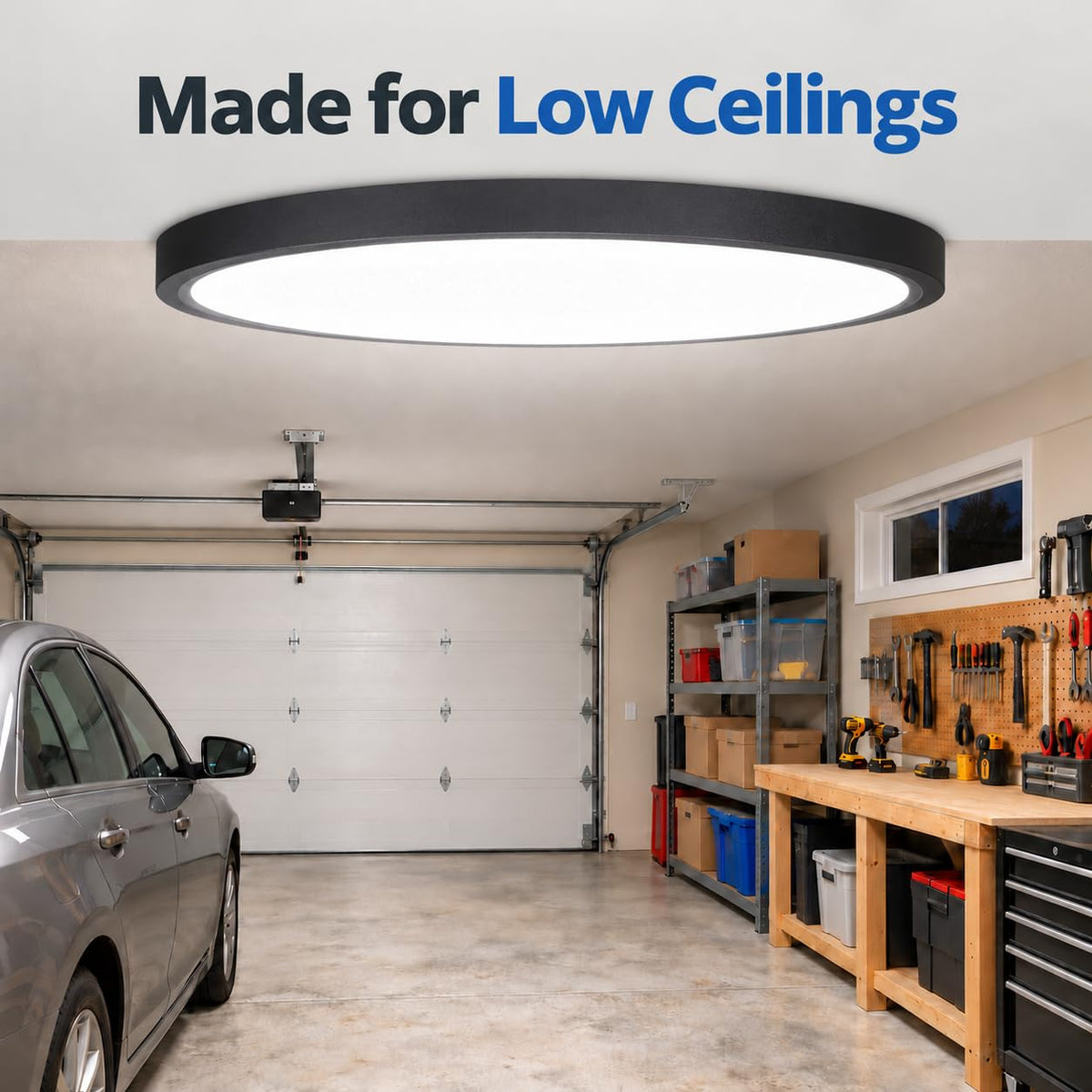 15.8in Ultra Thin LED Flush Mount Ceiling Light (Black / 15.8 Inch)